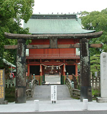 与賀神社の萬歳橋と鳥居と楼門