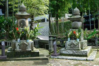 左は篤姫の父（島津忠剛）、右は兄（忠冬）の墓