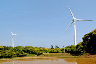 最大７５０kW 発電できる風車が２基ある