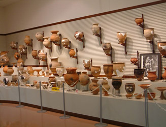 たくさんの出土品が並ぶ展示館内部