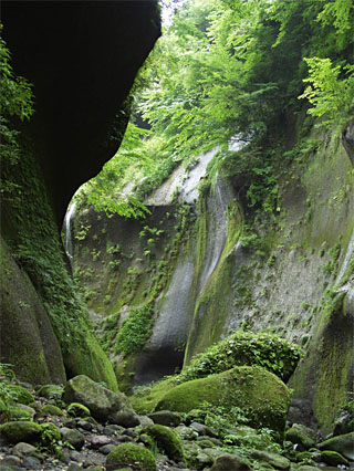 由布川渓谷は１２キロも続く渓谷美で４０数条の滝と大小百余りの深淵などがあり「東洋のチロル」と言われている