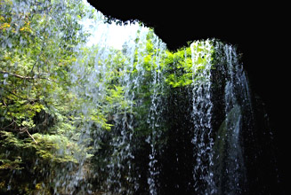 落ちる水で夏でも“ひんやり”、清涼感満点の滝