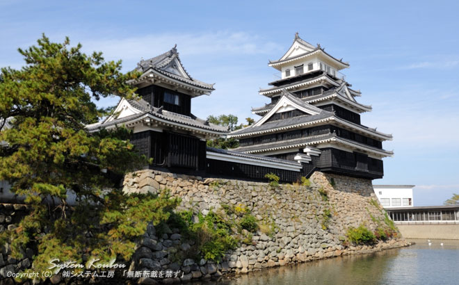 中津城は昭和３９年には天守閣と二重櫓が新しく造られた。※この城は高松城、今治城とともに「日本三水城」と言われている