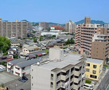 福間駅周辺にはマンションが多い